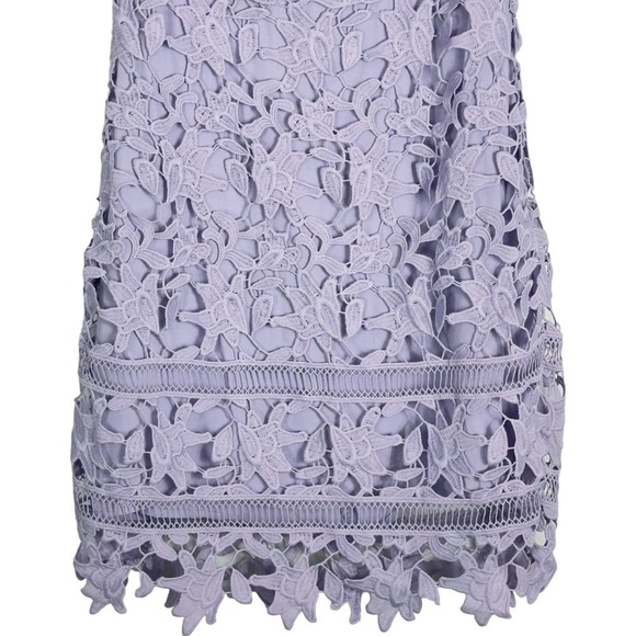 ASTR The Label Lilac Crochet Lace Off Shoulder Mini Dress (S) - Picture 4 of 11